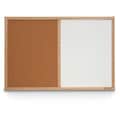 United Visual Products Wood Combo Board, 72"x48", Walnut/White Porcelain & Burgundy UVDECORK7248OAK-WALNUT-WHTPORC-DBURGU